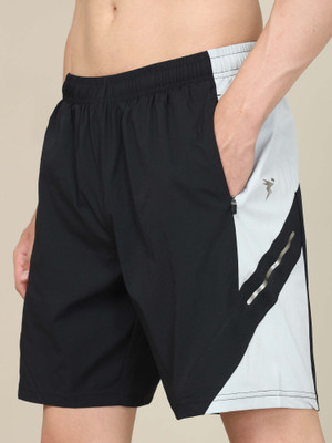 TECHNOSPORT Self Design Men Black Sports Shorts