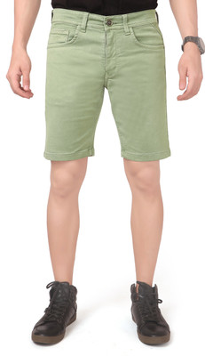 CEFALU Solid Men Light Green Denim Shorts