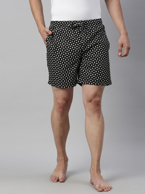 JOVEN Printed Men Black Bermuda Shorts