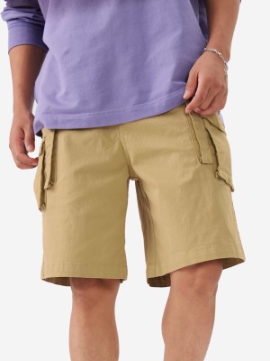 The Souled Store Solid Men Brown Cargo Shorts