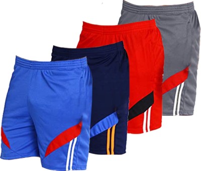 OORA Striped Men Blue, Dark Blue, Red, Grey Sports Shorts