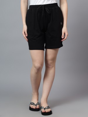 DIAZ Solid Women Black Basic Shorts