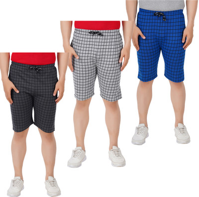 JUST TRY FASHION Checkered Men Multicolor Bermuda Shorts