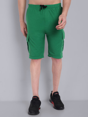 Go Devil Solid Men Green Cargo Shorts