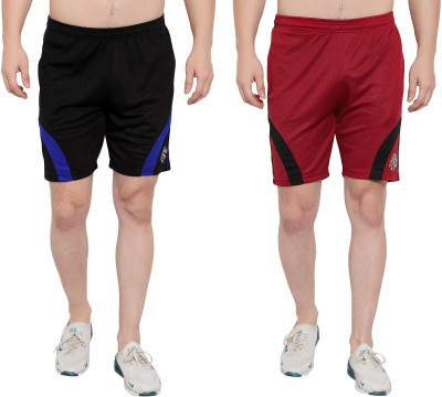 OORA TREND Mesh Men Black, Maroon Sports Shorts