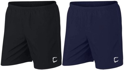 CVN Solid Men Black, Blue Sports Shorts