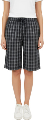 Twist99 Checkered Women Blue Regular Shorts