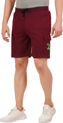 CHECKERSBAY Solid Men Maroon Regular Shorts