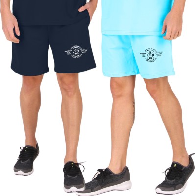 London Hills Printed Men Light Blue, Dark Blue Basic Shorts