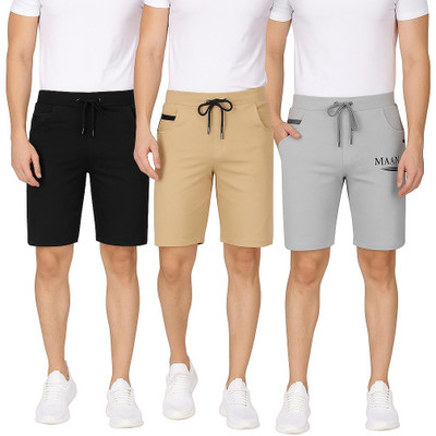 MAANU Solid Men Black, Beige, Grey Regular Shorts