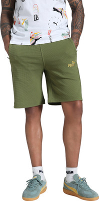 PUMA Self Design Men Green Casual Shorts