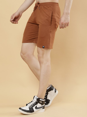PockMAN Solid Men Brown Regular Shorts