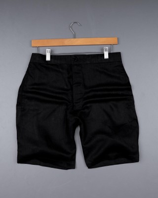 french crown Solid Men Black Casual Shorts