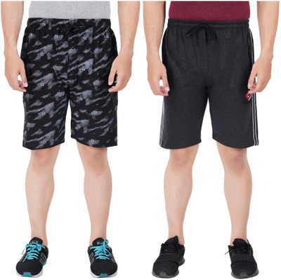 FEEL TRACK Printed Men Black Regular Shorts