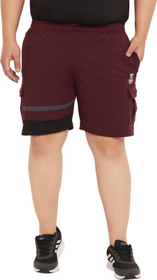 bigbanana Color Block Men Maroon Regular Shorts