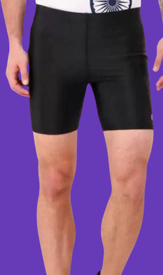 Gutauchauhan Solid Men Black Compression Shorts