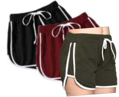 POWERmerc Solid Women Multicolor Hotpants