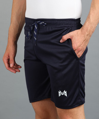 mank D Solid Men Blue Sports Shorts