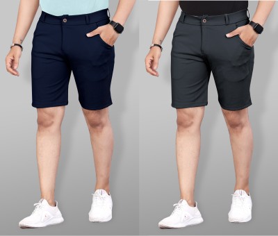 INDICLUB Solid Men Blue, Grey Casual Shorts