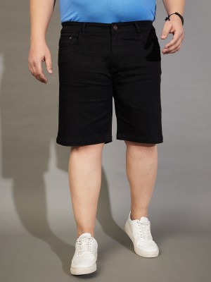 bigbanana Solid Men Denim Black Denim Shorts