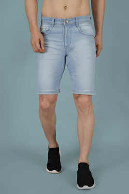 NIVASU Dyed/Washed Men Light Blue Denim Shorts