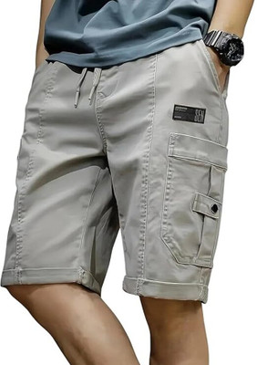 Pitzz Solid Men Grey Cargo Shorts