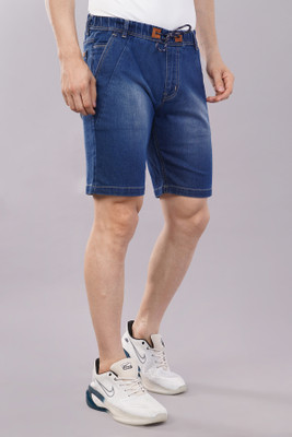 NIVASU Solid Men Dark Blue Denim Shorts