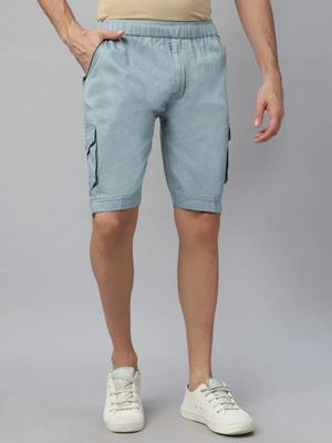 Ho Bindaass Solid Men Light Blue Cargo Shorts