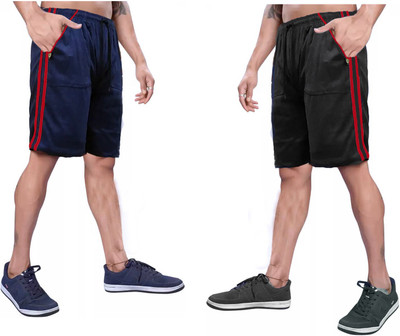 Sathvik Tex Solid Men Black Regular Shorts