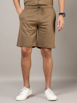 V-MART Self Design Men Brown Casual Shorts