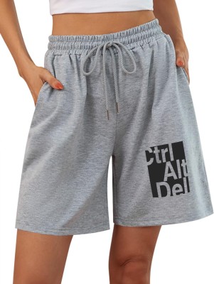 HOTFITS Solid Women Grey Regular Shorts, Casual Shorts, Night Shorts