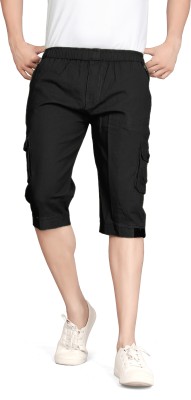 HARICREATION Solid Men Black Cargo Shorts