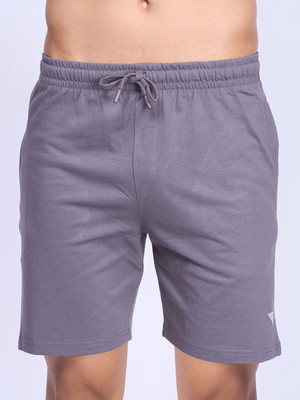 Ramraj Cotton Solid Men Grey Regular Shorts