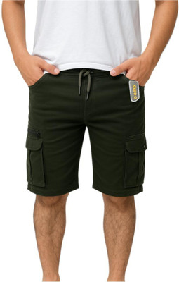 TEEZEN Solid Men Black Cargo Shorts