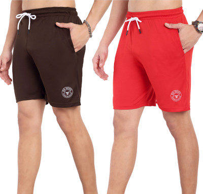 Go Devil Solid Men Brown, Red Casual Shorts