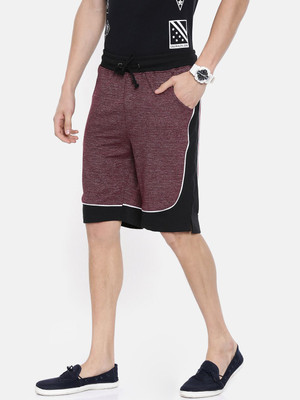 HouseOfCommon Color Block Men Red Casual Shorts