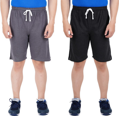 Guide Solid Men Grey, Black Regular Shorts