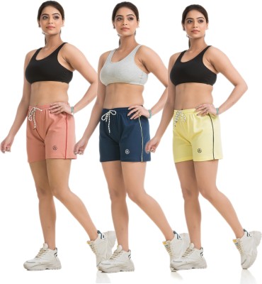 STYLE AK Solid Women Blue, Blue, Yellow Regular Shorts