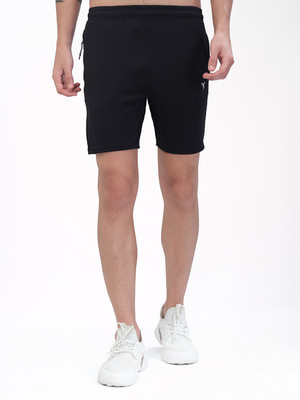 TECHNOSPORT Solid Men Black Sports Shorts