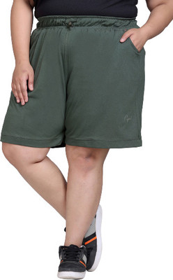 CUPID Solid Women Green Regular Shorts