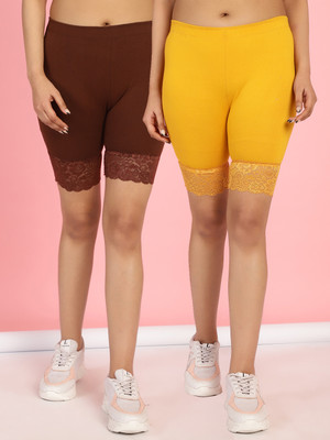Bamboo Breeze Solid Women Maroon, Yellow Cycling Shorts