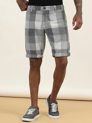 bEEVEE Checkered Men Grey Basic Shorts