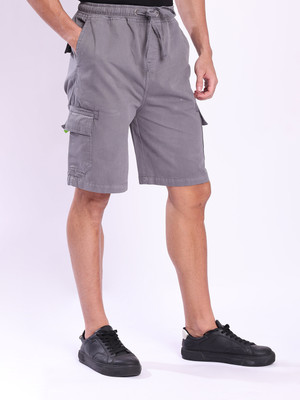 Bene Kleed Solid Men Grey Cargo Shorts
