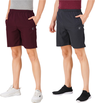 Just Live Fashion Solid Men Grey, Maroon Regular Shorts