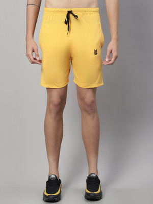 MACK JONNEY Self Design Men Yellow Sports Shorts