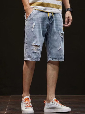 HERE&NOW Solid Men Blue Denim Shorts