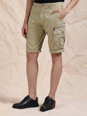 bEEVEE Solid Men Khaki Cargo Shorts