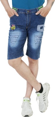 NAZZ FASHION AND COLLECTION Dyed/Washed Men Denim Blue Denim Shorts