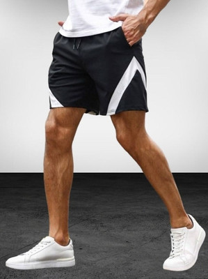 Culish Trend Color Block Men Black Regular Shorts