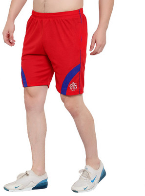 HouseOfCommon Color Block, Self Design Men Red Sports Shorts
